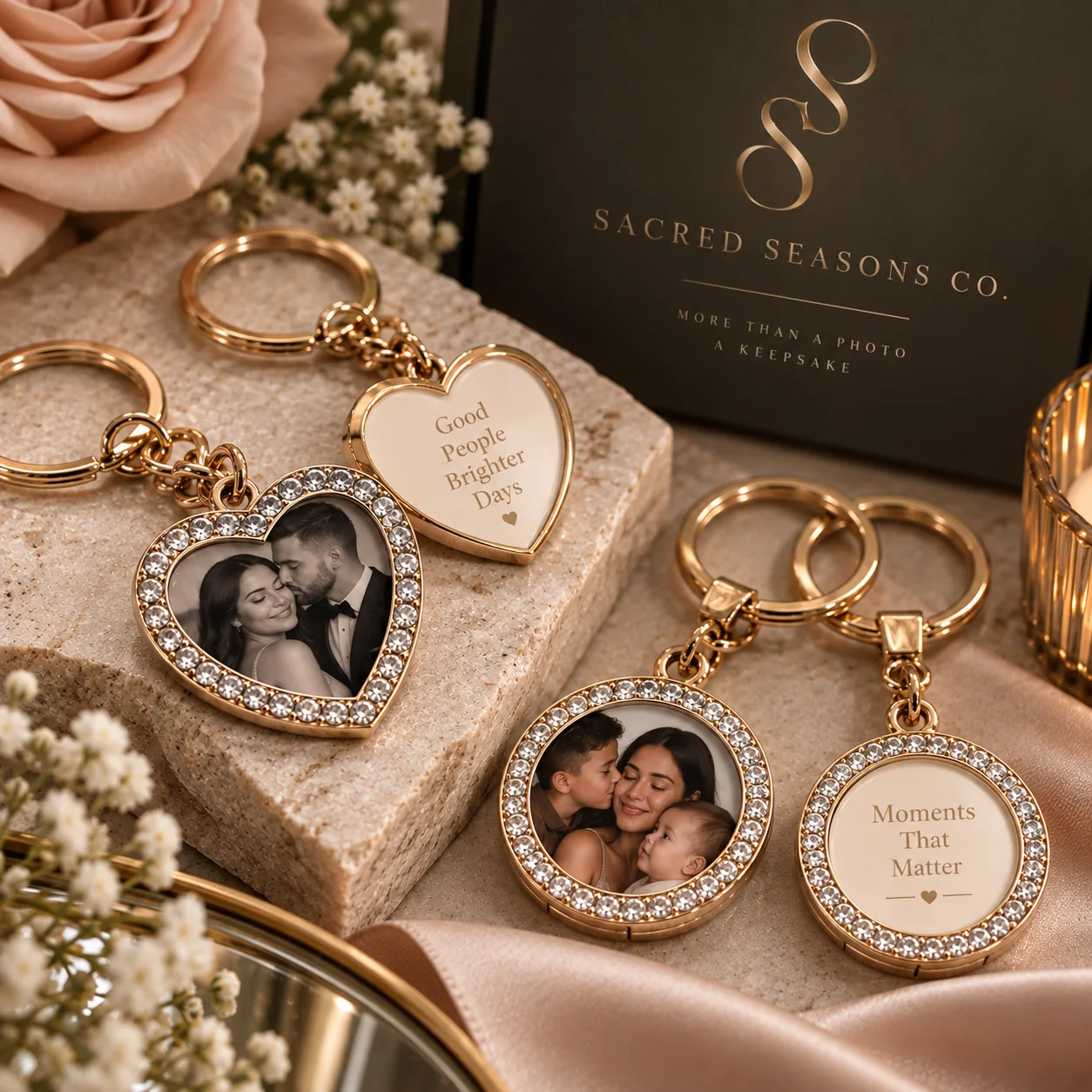 Keepsake photo keychains made from booth prints